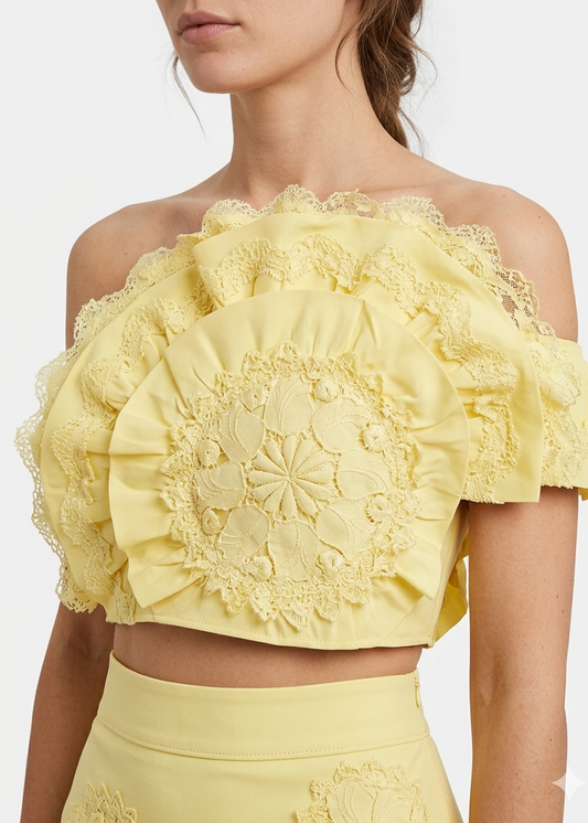 Carmen - Ensemble deux-pièces en dentelle florale ajourée