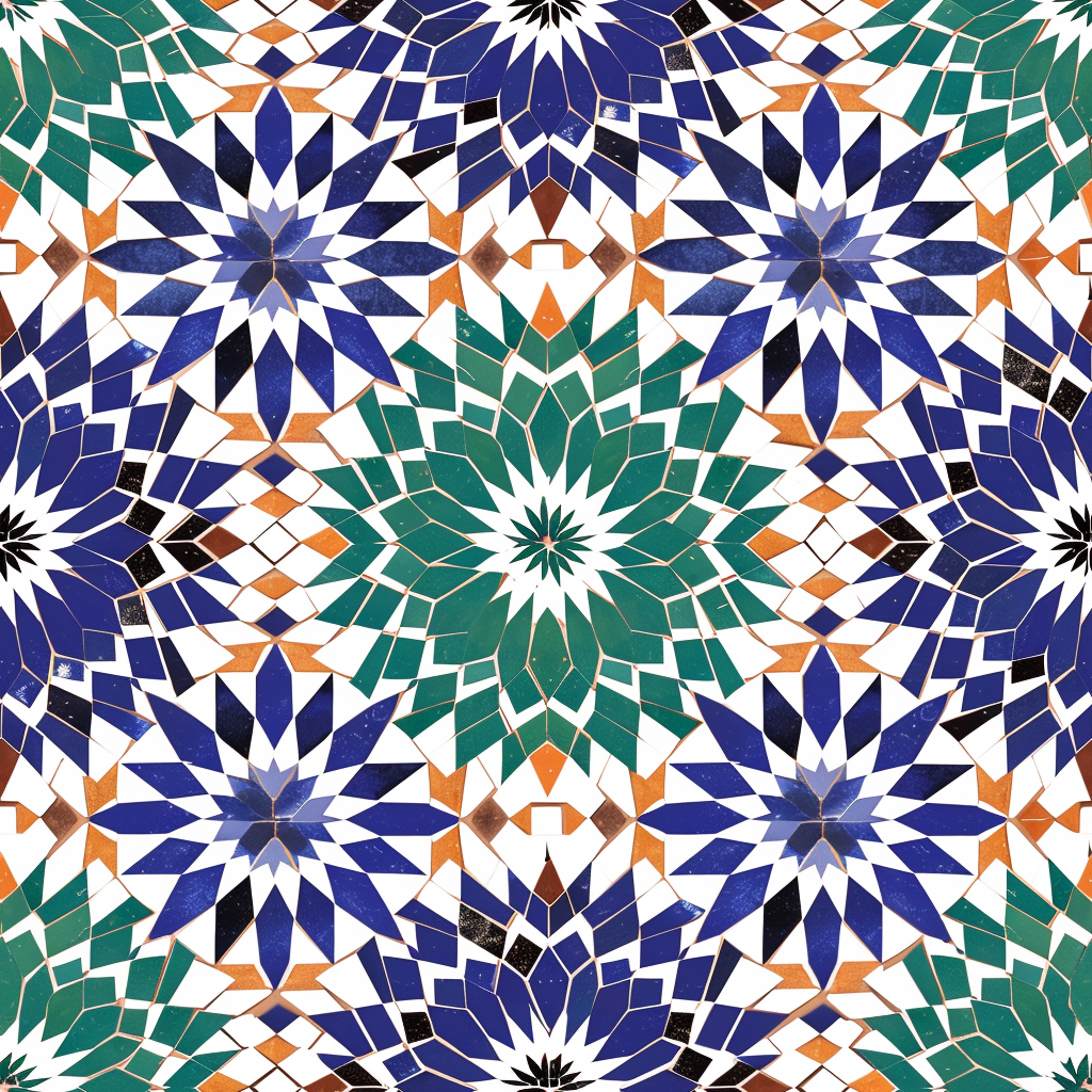 Moroccan Blue and Green Tiles Print One-Piece Swimsuit