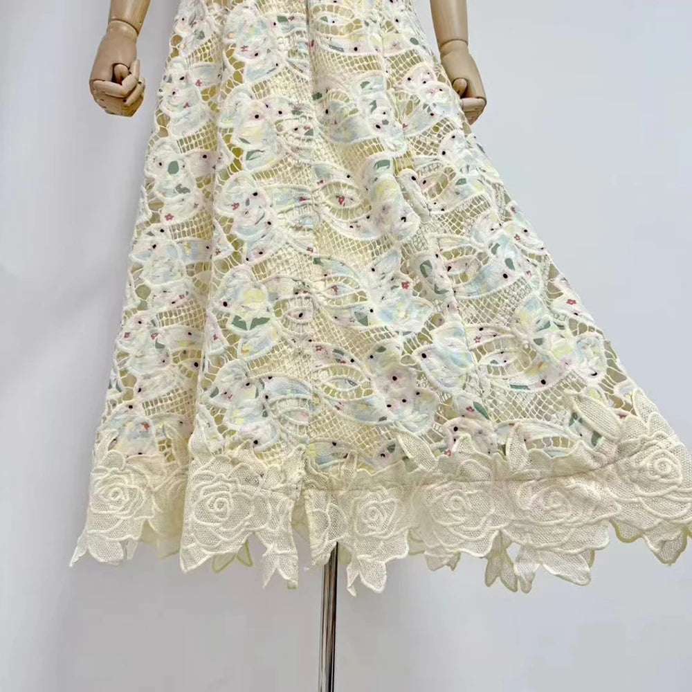 Elegant Patchwork Sleeveless Dress Lapel & Lace-Up Detail Temperament Chic