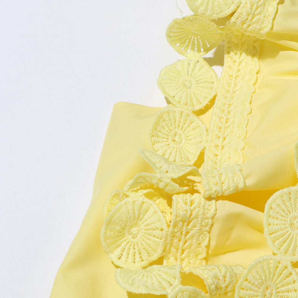 Timeless Richelieu Lace Ruffle Dress – Elegant Summer Midi for Women