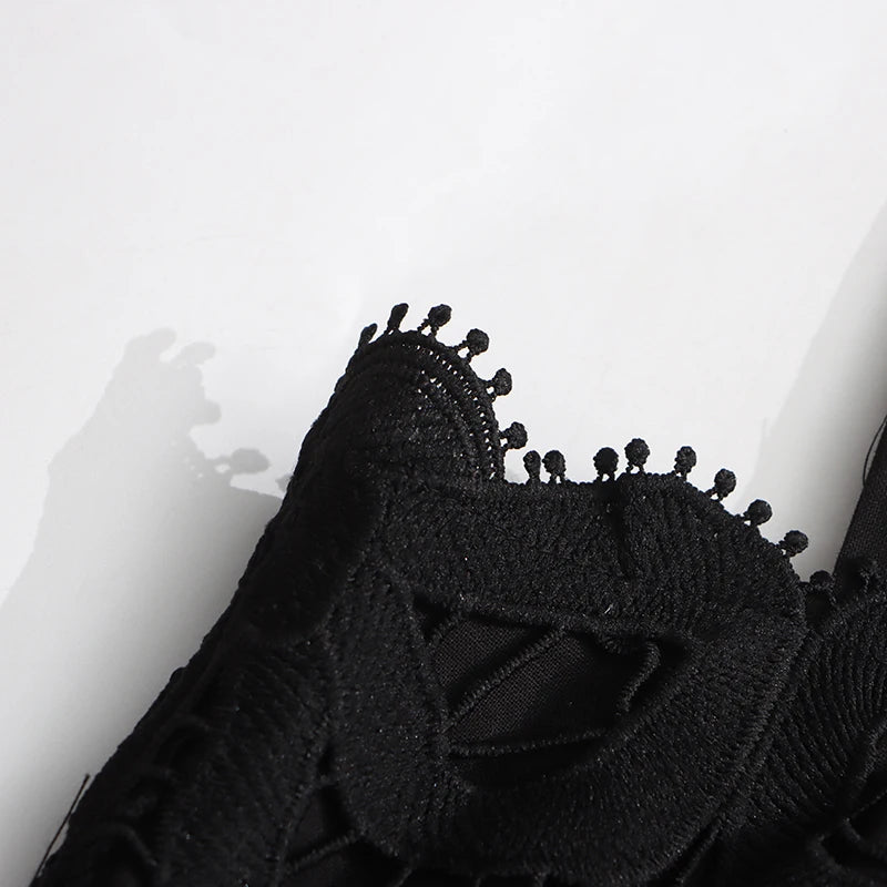 Square Neck Sleeveless Patchwork Lace Dress