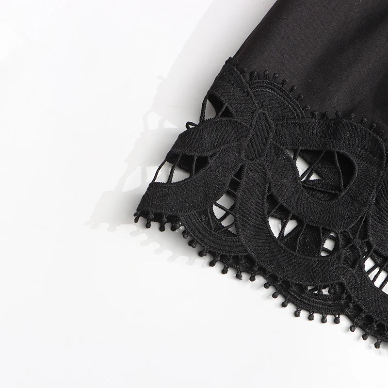 Square Neck Sleeveless Patchwork Lace Dress