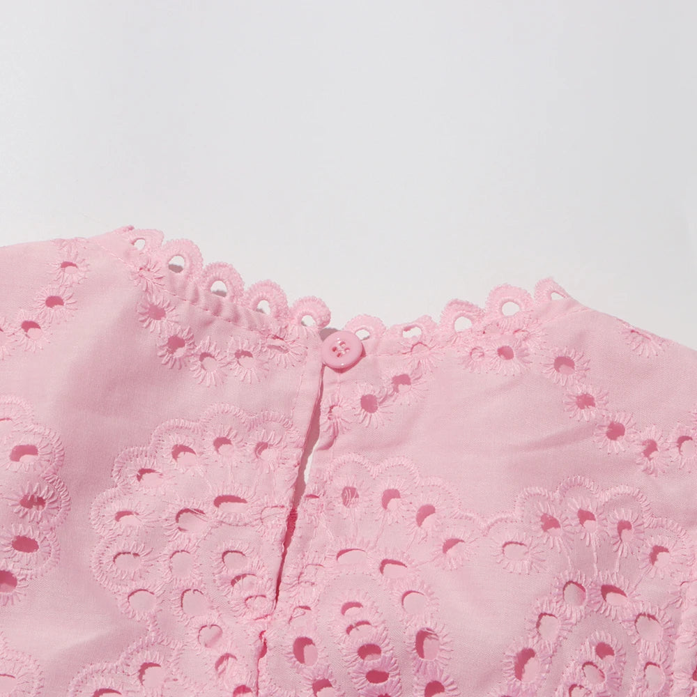 Hollow-Out Two-Piece Set Sleeveless Top & High-Waist Skirt