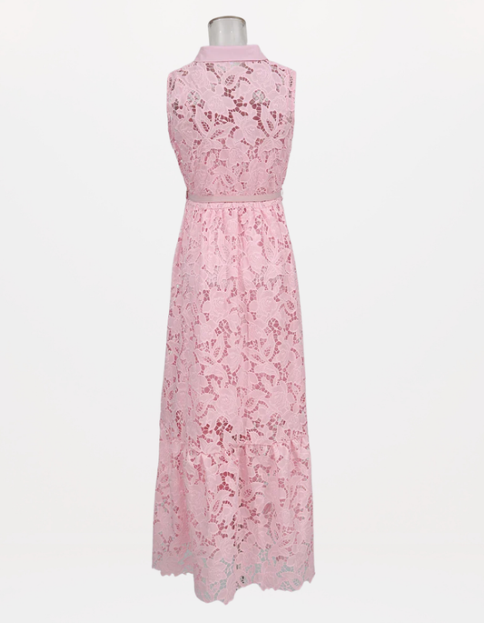 Stylish Single-Breasted Hollow-Out Dress Lapel & Slim Fit