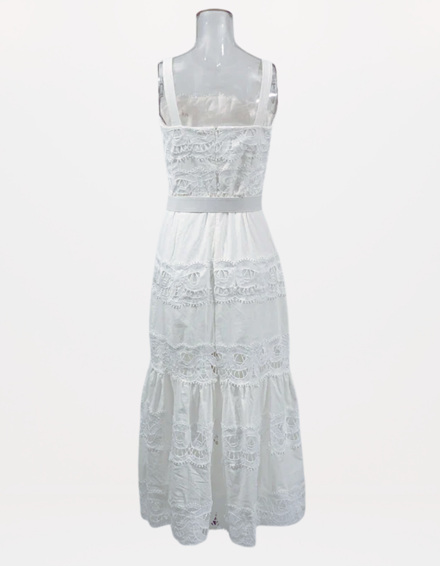 Square Neck Sleeveless Patchwork Lace Dress