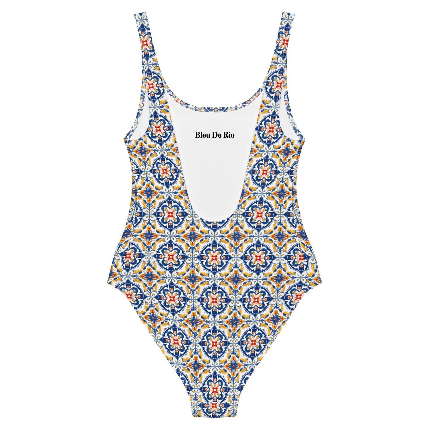 Portugal Blue And Yellow Mosaic Tile Print One-Piece Swimsuit
