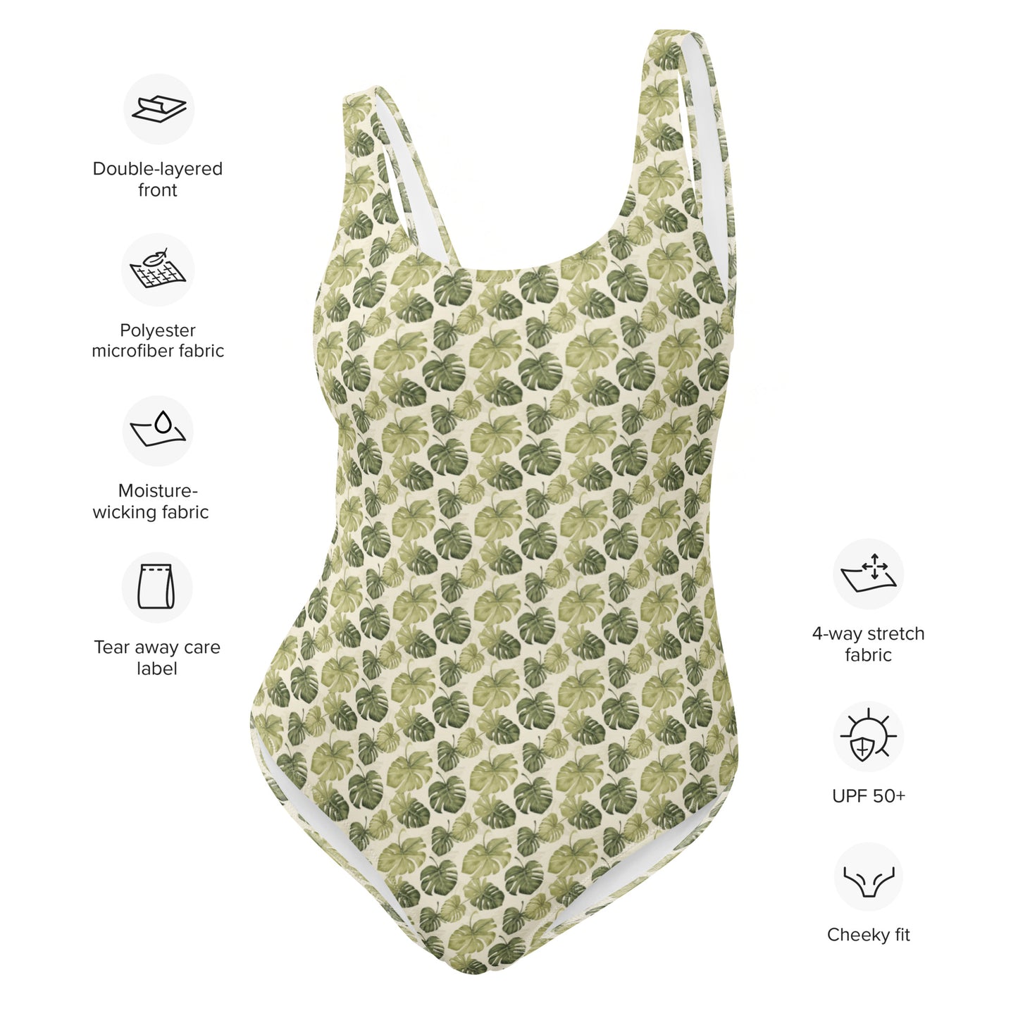 Vintage Monstera Jungle One-Piece Swimsuit