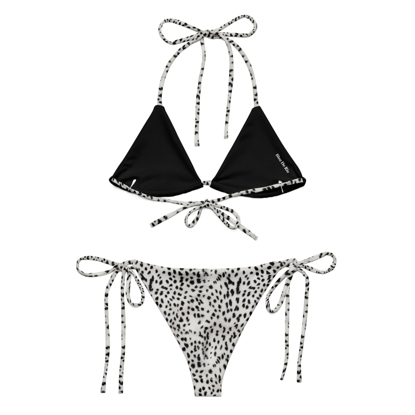 Cheetah Black And White Fur Animal Print Triangle Bikini