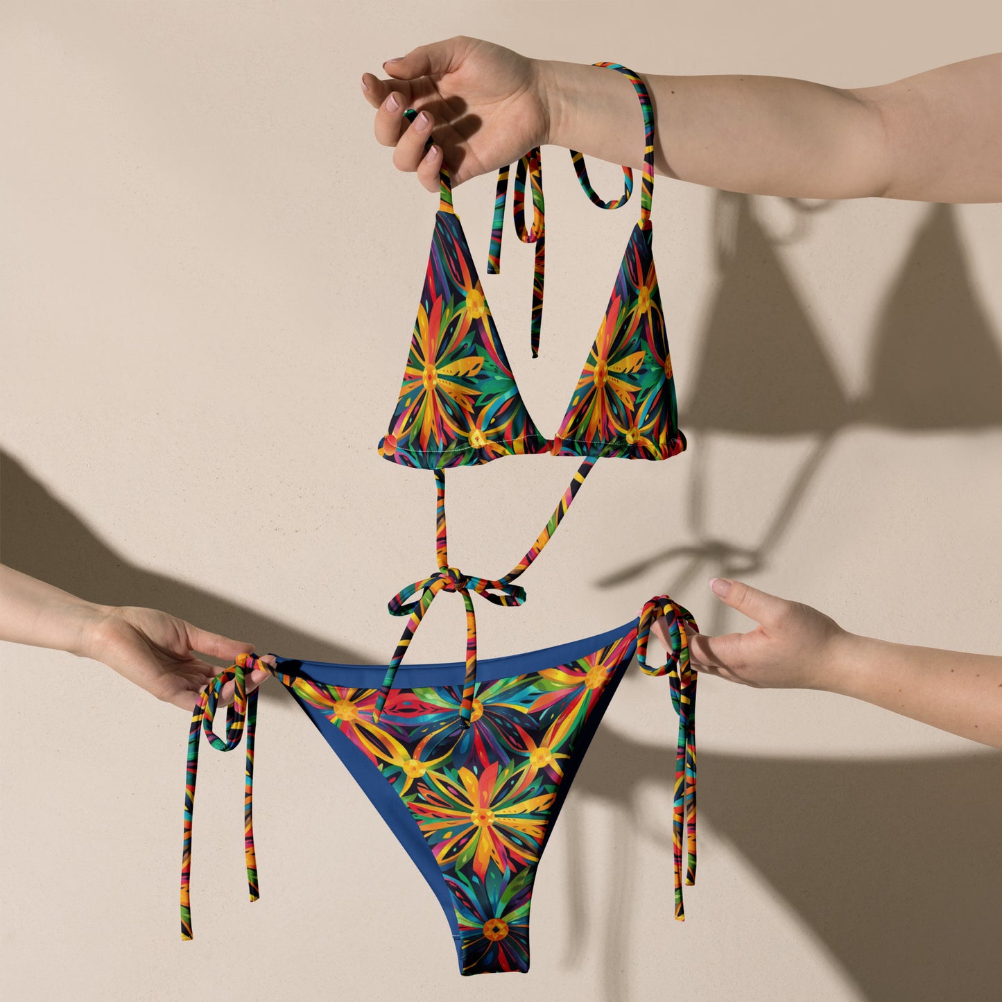 Brazil Folia Flower Print Triangle Bikini