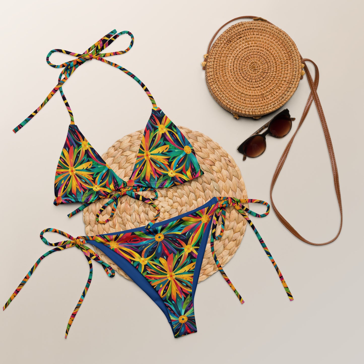 Brazil Folia Flower Print Triangle Bikini