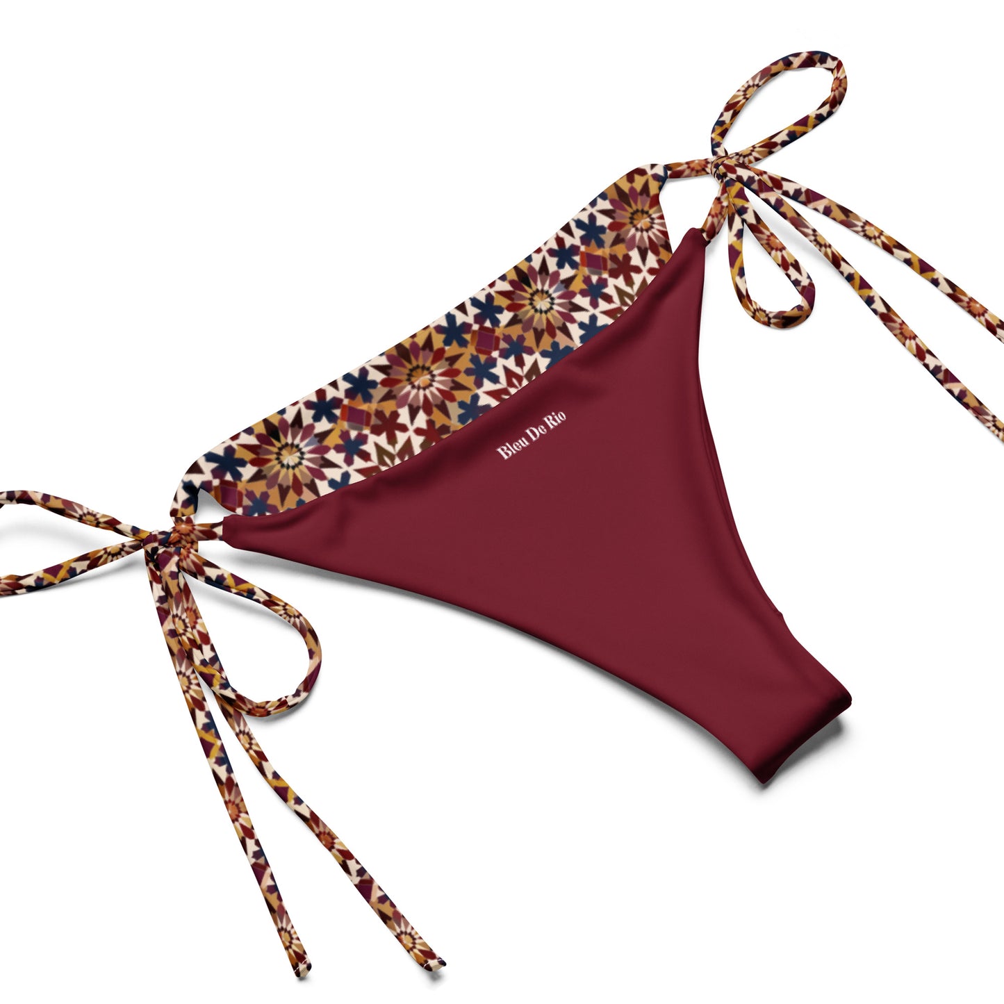 Moroccan Burgundy Tile Print Triangle Bikini