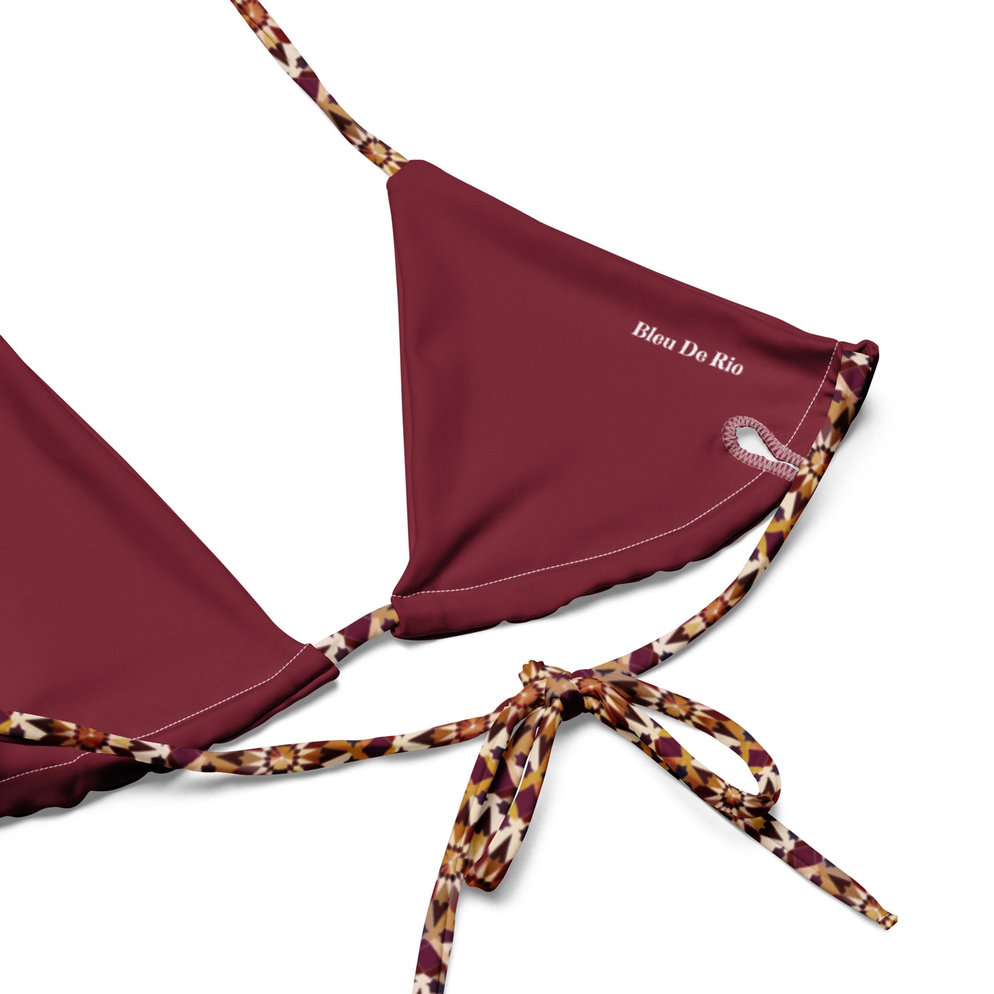 Moroccan Burgundy Tile Print Triangle Bikini