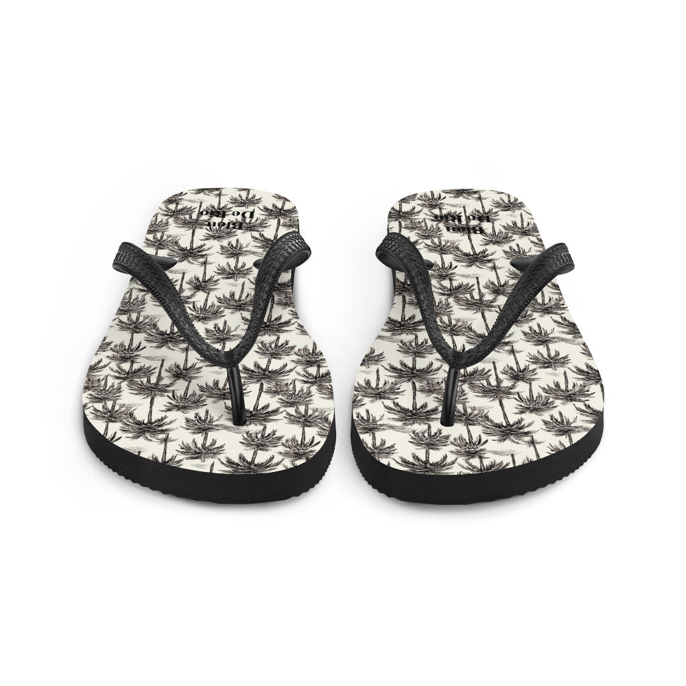 Black And White Palm Tree Brazil Flip-Flops