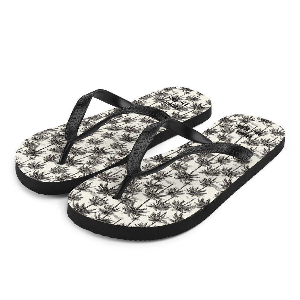 Black And White Palm Tree Brazil Flip-Flops