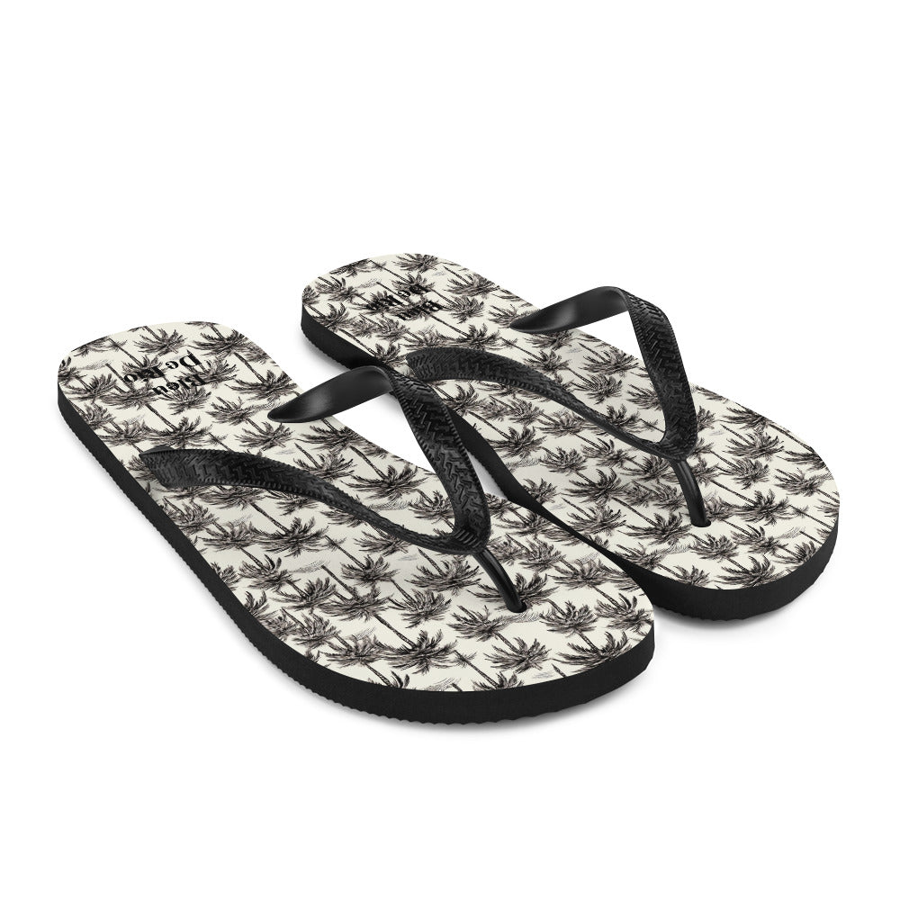 Black And White Palm Tree Brazil Flip-Flops