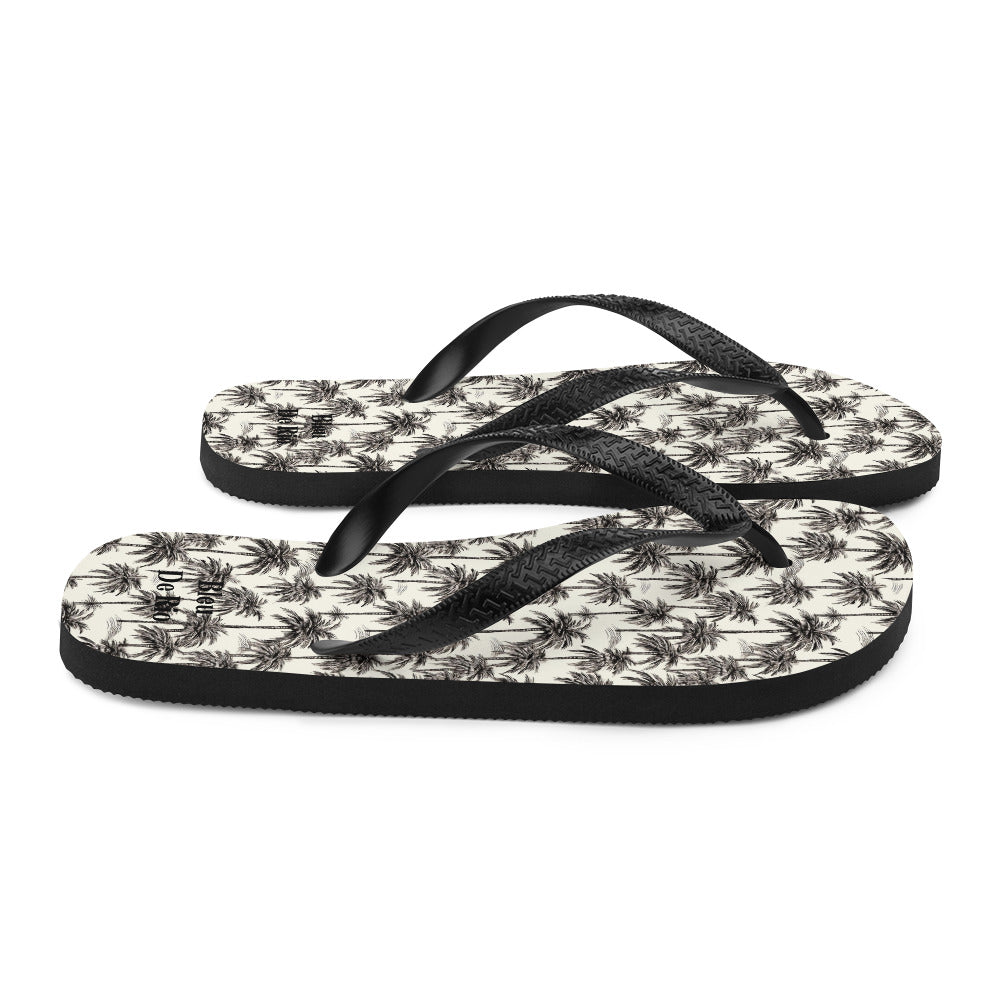 Black And White Palm Tree Brazil Flip-Flops
