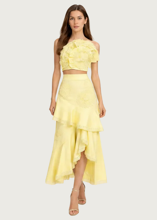 Carmen - Ensemble deux-pièces en dentelle florale ajourée