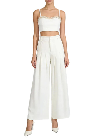 Ensemble blanc top court et pantalon large