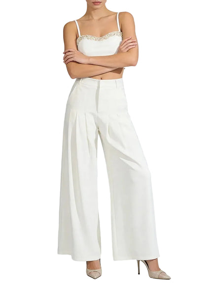 Ensemble blanc top court et pantalon large