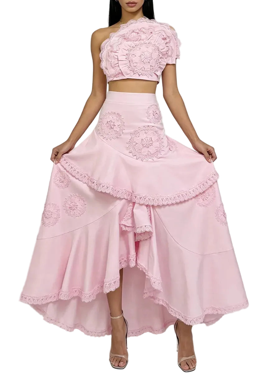 Ensemble deux-pièces en dentelle florale ajourée BLEU DE RIO 1