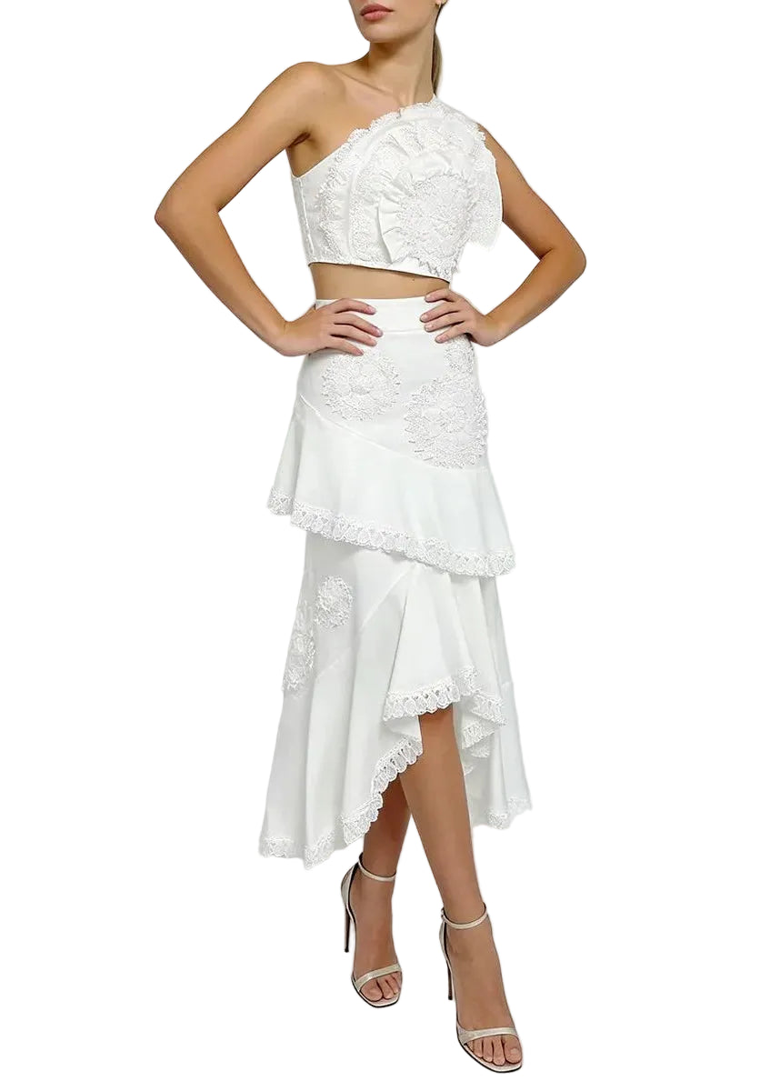 Ensemble deux-pièces en dentelle florale ajourée BLEU DE RIO 1