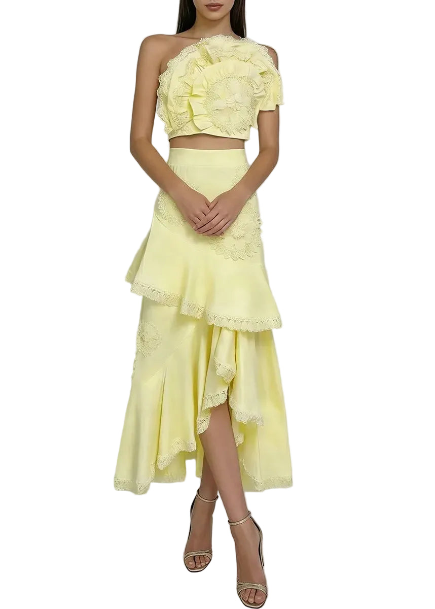 Ensemble deux-pièces en dentelle florale ajourée BLEU DE RIO 1