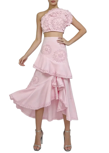 Ensemble deux-pièces en dentelle florale ajourée BLEU DE RIO 1