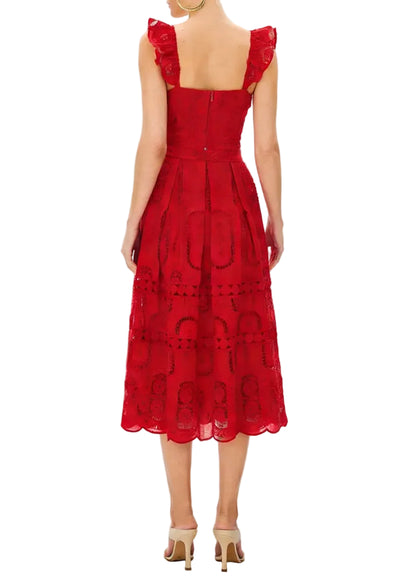 Ensemble deux-pièces top et jupe midi en dentelle BLEU DE RIO