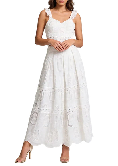 Ensemble deux-pièces top et jupe midi en dentelle BLEU DE RIO