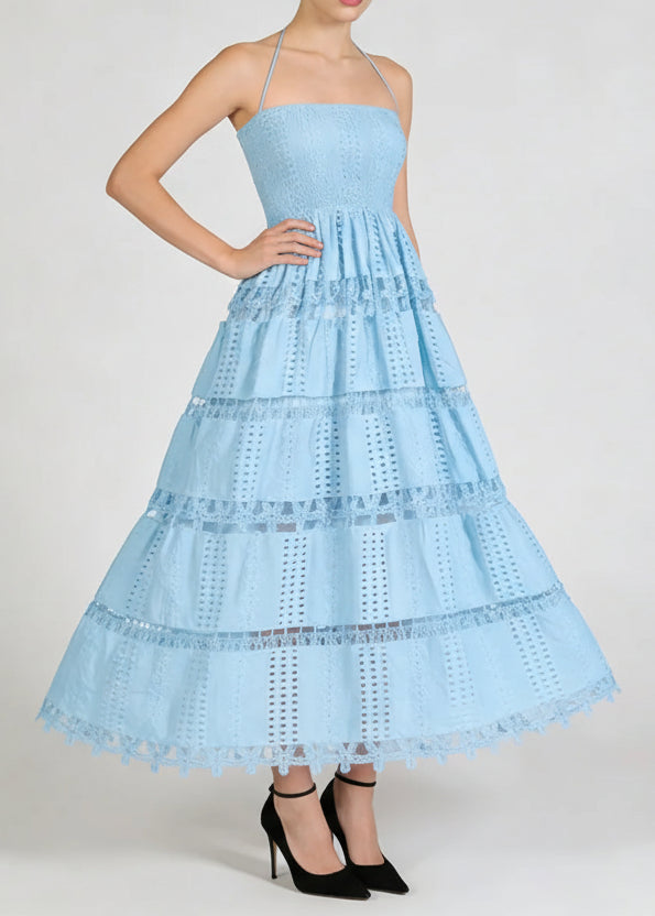 Lucie - Robe longue dos nu en dentelle ajourée