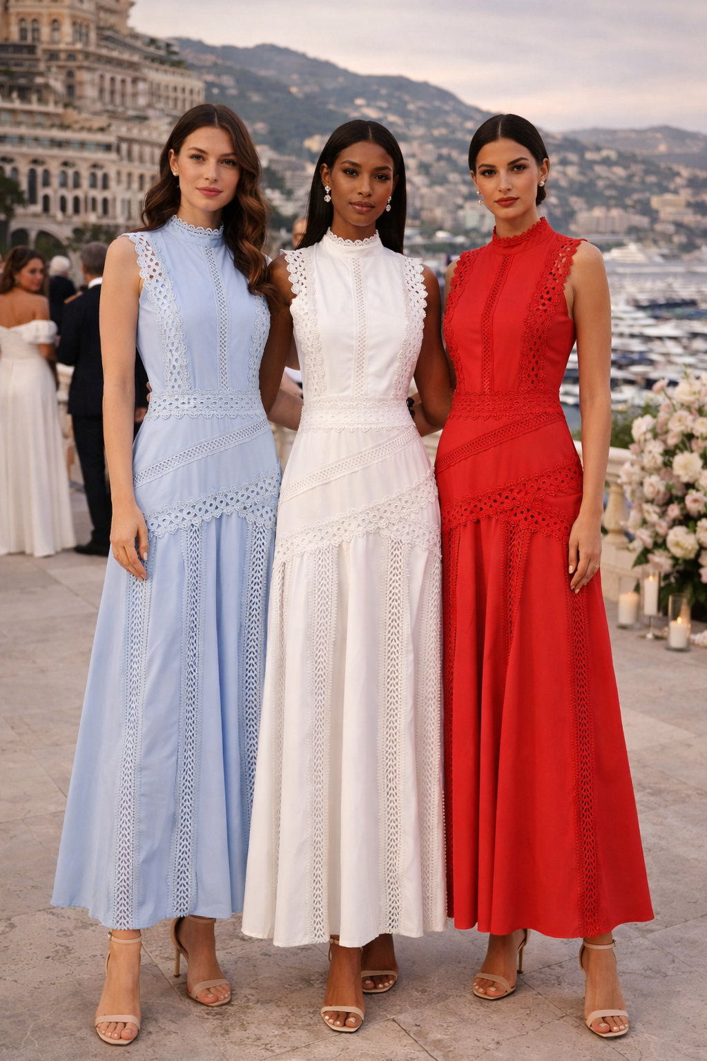 Carmelita - Robe longue sans manches en dentelle ajourée