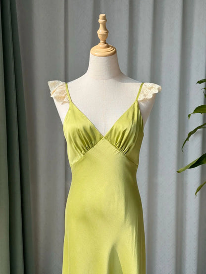 Robe Clarisse Fines Bretelles à Dentelle 100% Soie De Mûrier