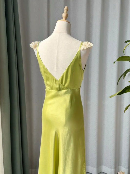 Robe Clarisse Fines Bretelles à Dentelle 100% Soie De Mûrier