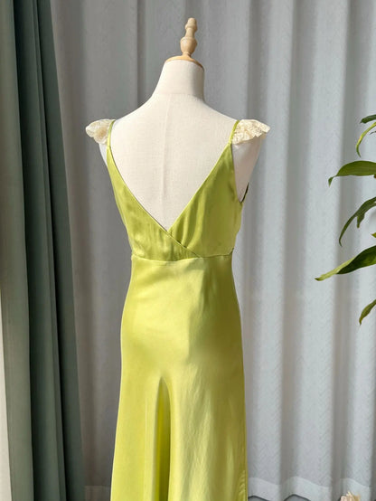 Robe Clarisse Fines Bretelles à Dentelle 100% Soie De Mûrier