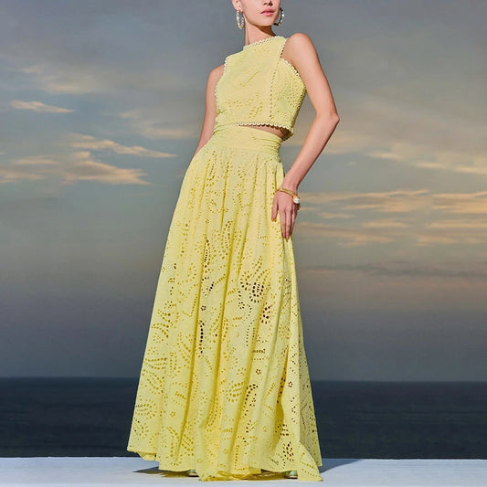 Sandra - Ensemble deux pièces Crop-Top et Jupe longue