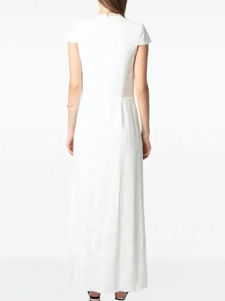 Robe Lucie En Jacquard Blanc 100% Soie De Mûrier
