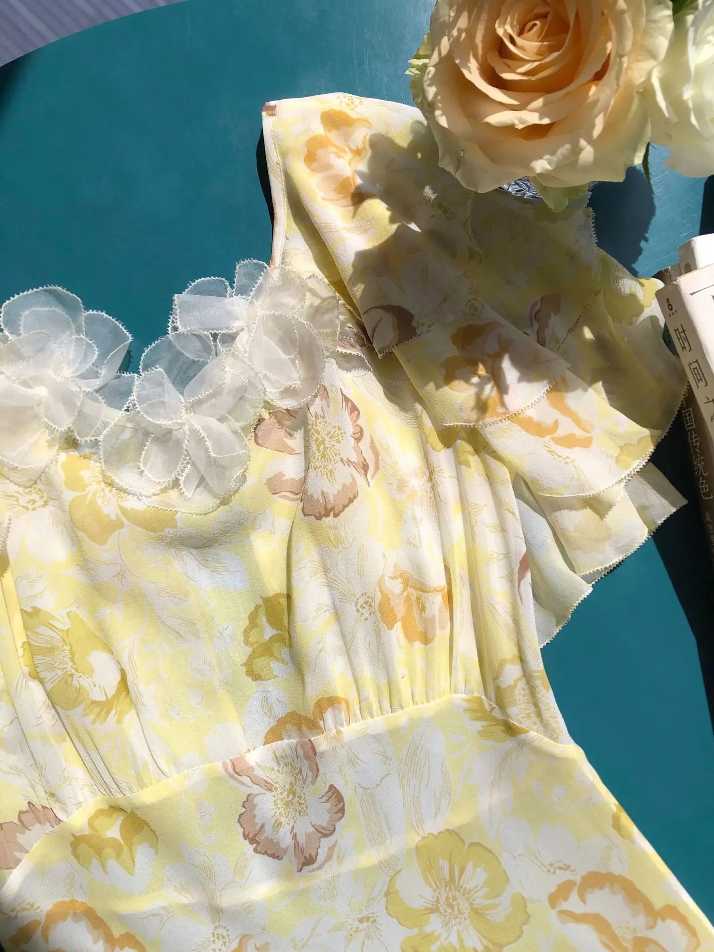 Robe Charlotte Manches À Volant 100% Soie De Mûrier