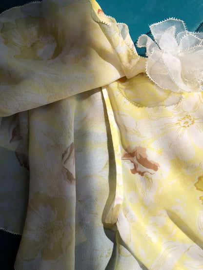 Robe Charlotte Manches À Volant 100% Soie De Mûrier
