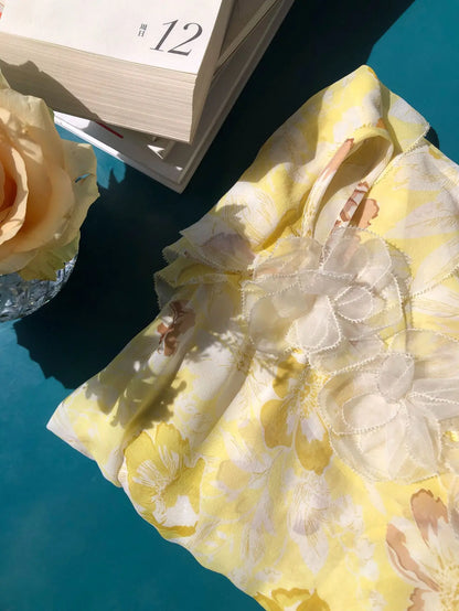 Robe Charlotte Manches À Volant 100% Soie De Mûrier