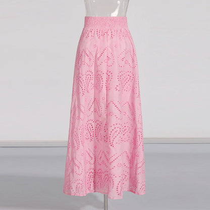 Hollow-Out Two-Piece Set Sleeveless Top & High-Waist Skirt