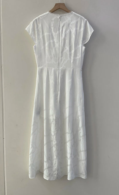 Robe Lucie En Jacquard Blanc 100% Soie De Mûrier