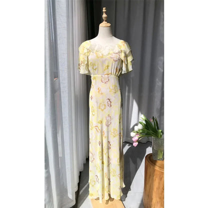 Robe Charlotte Manches À Volant 100% Soie De Mûrier