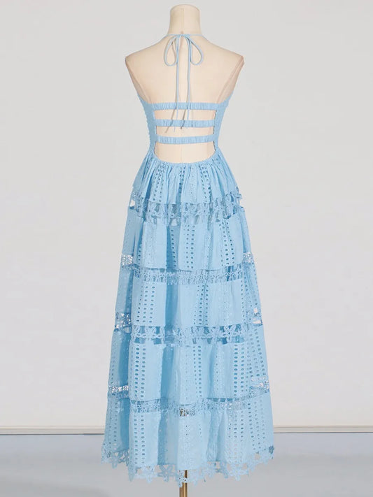 Lucie - Robe à fine bretelle et dentelle Richelieu