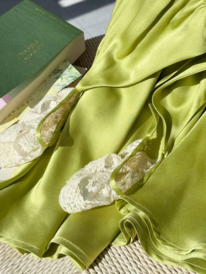Robe Clarisse Fines Bretelles à Dentelle 100% Soie De Mûrier