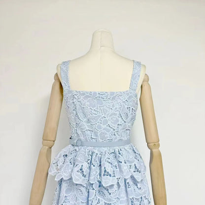 Magalie - Robe Courte à Volant En Dentelle Richelieu