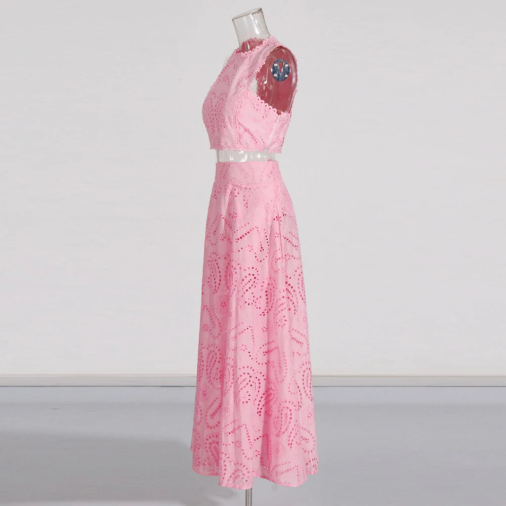 Sandra - Ensemble deux pièces Crop-Top et Jupe longue