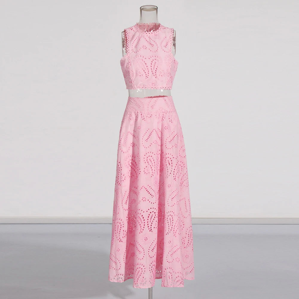 Sandra - Ensemble deux pièces Crop-Top et Jupe longue