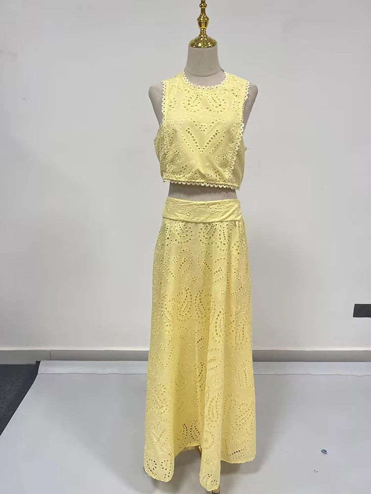 Sandra - Ensemble deux pièces Crop-Top et Jupe longue