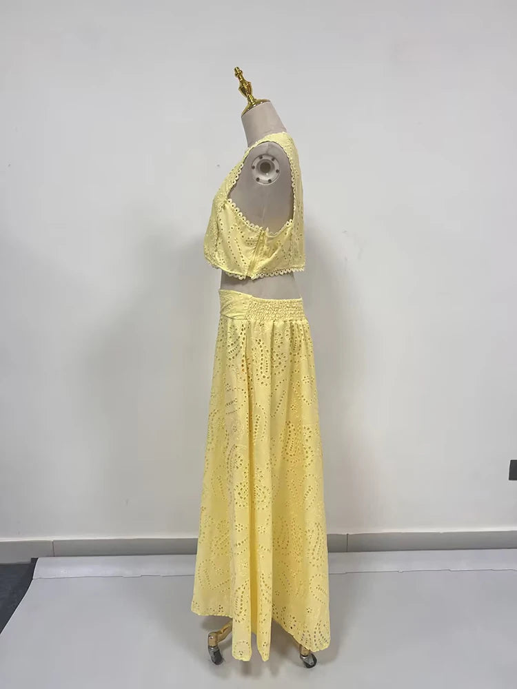 Sandra - Ensemble deux pièces Crop-Top et Jupe longue