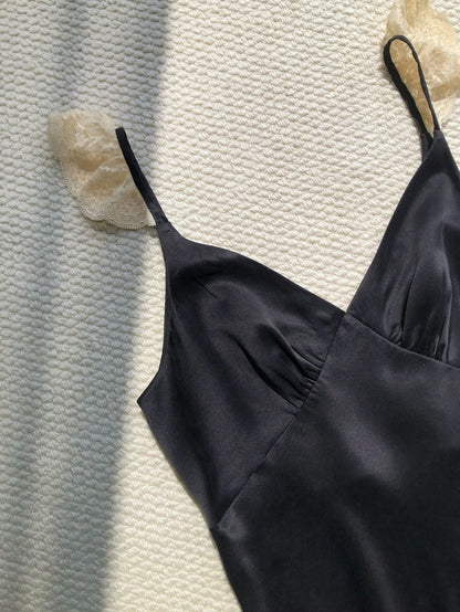 Robe Clarisse Fines Bretelles à Dentelle 100% Soie De Mûrier